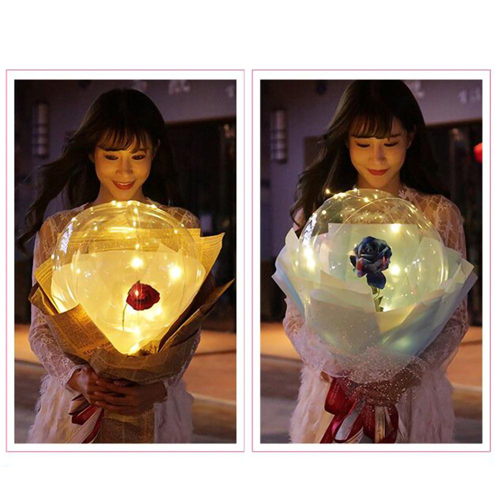 LED Lumineux Ballon Rose Bouquet Transparent Bobo Balle Rose