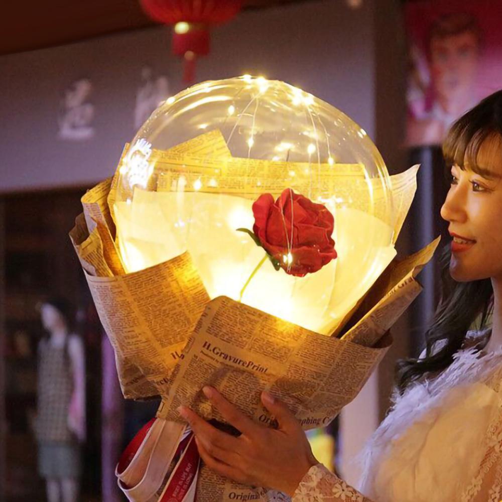 LED Lumineux Ballon Rose Bouquet Transparent Bobo Balle Rose