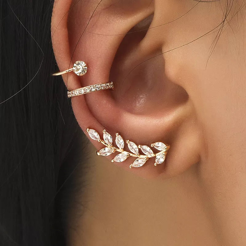 Bohemian NO Piercing Crystal Rhinestone Ear Cuff Wrap Stud Clip Earrings For Women Girl Trendy Earrings Jewelry Bijoux