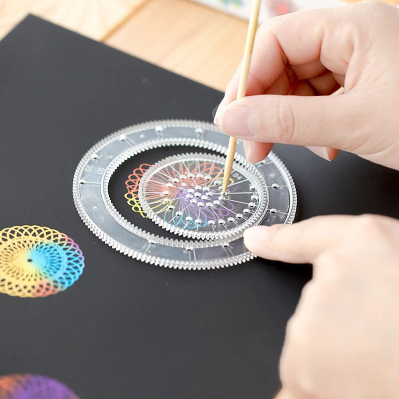 10-33pcs Spirograph Design Arts Craft Kit Classic Amazing Designs Rainbow Magic Scratch Off Paper Set Children Kids Drawing Toys