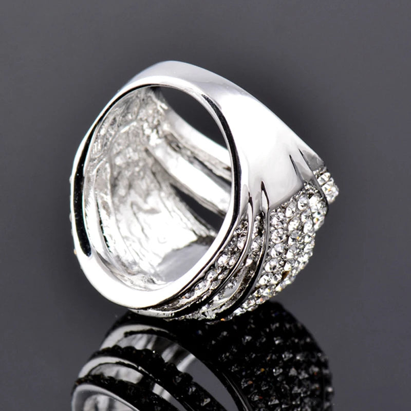 SINLEERY Luxury Big Multi Paved Cubic Zirconia Female Rings Silver Color Party Wedding Jewelry Aneis Feminino JZ178