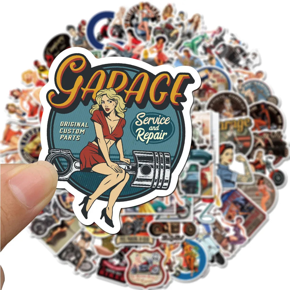 50/100Pcs Europe and America Retro girl pin up girl Sticker Decoration Stationery Sticker DIY Ablum Diary Scrapbooking Sticker