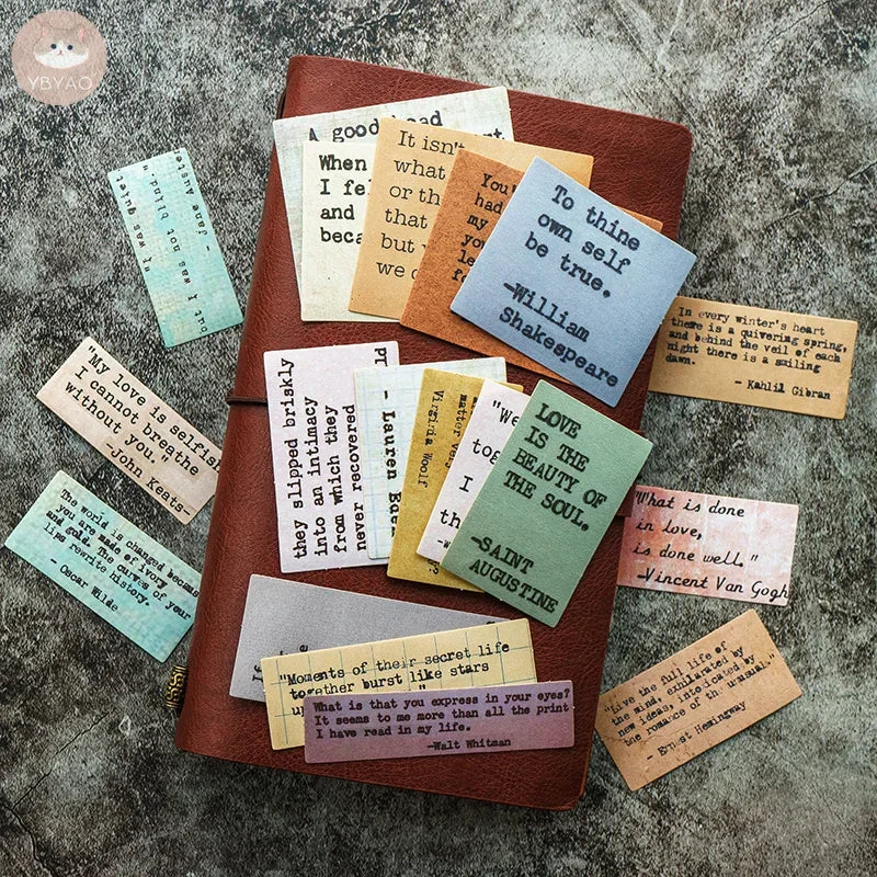 19 Pcs Vintage Stickers Tim Holtz Style Life Motto Junk Journal Ephemera Shabby Quote Aesthetic Stickers Scrapbooking Material