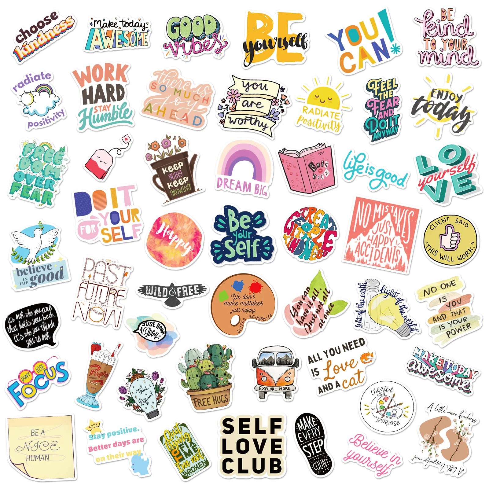 50PCS Inspirational Stickers for Water Bottles, Motivational Stickers for Teens, Students, Teachers,