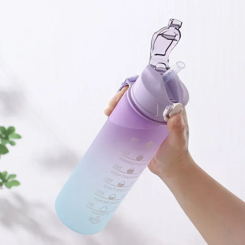 900ML Water Bottle with Straw Motivational Sport Water Bottle for Girls Leakproof Drinking Bottles Outdoor Travel Fitness Jugs