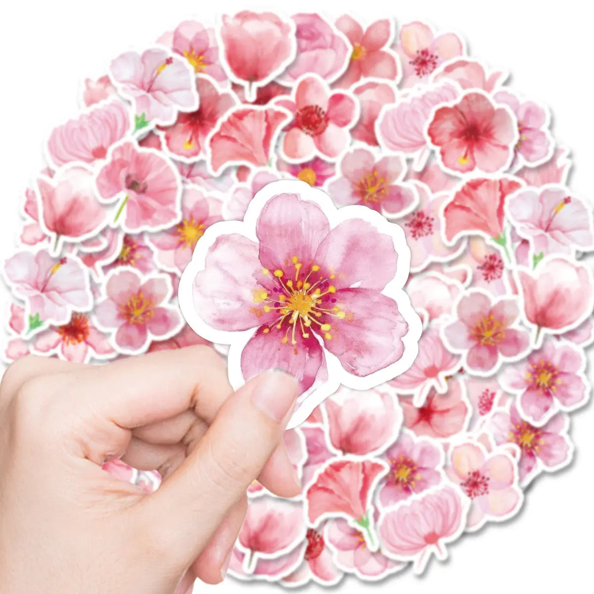 Etori Life 46pcs Creative and Cute Pink Cherry Blossoms Exquisite Patterns Student DIY Laptops,Scrapbooks Decoration Stickers
