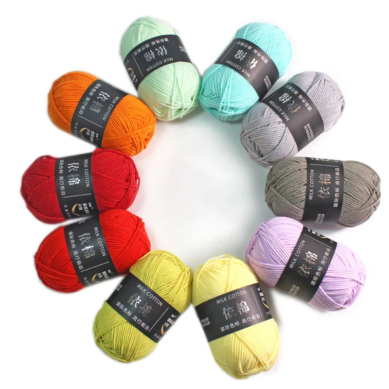 50g 4ply Milk Cotton Knitting Wool Yarn Needlework Dyed Lanas For Crochet Craft Sweater Hat Dolls Bag For Knitting