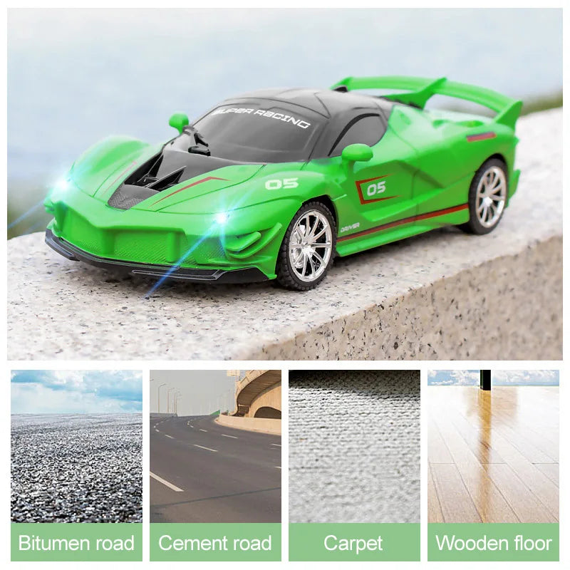 1/18 RC Car LED Light 2.4G Radio Remote Control Sports Cars For Children Racing High Speed Drive Vehicle Drift Boys Girls Toys