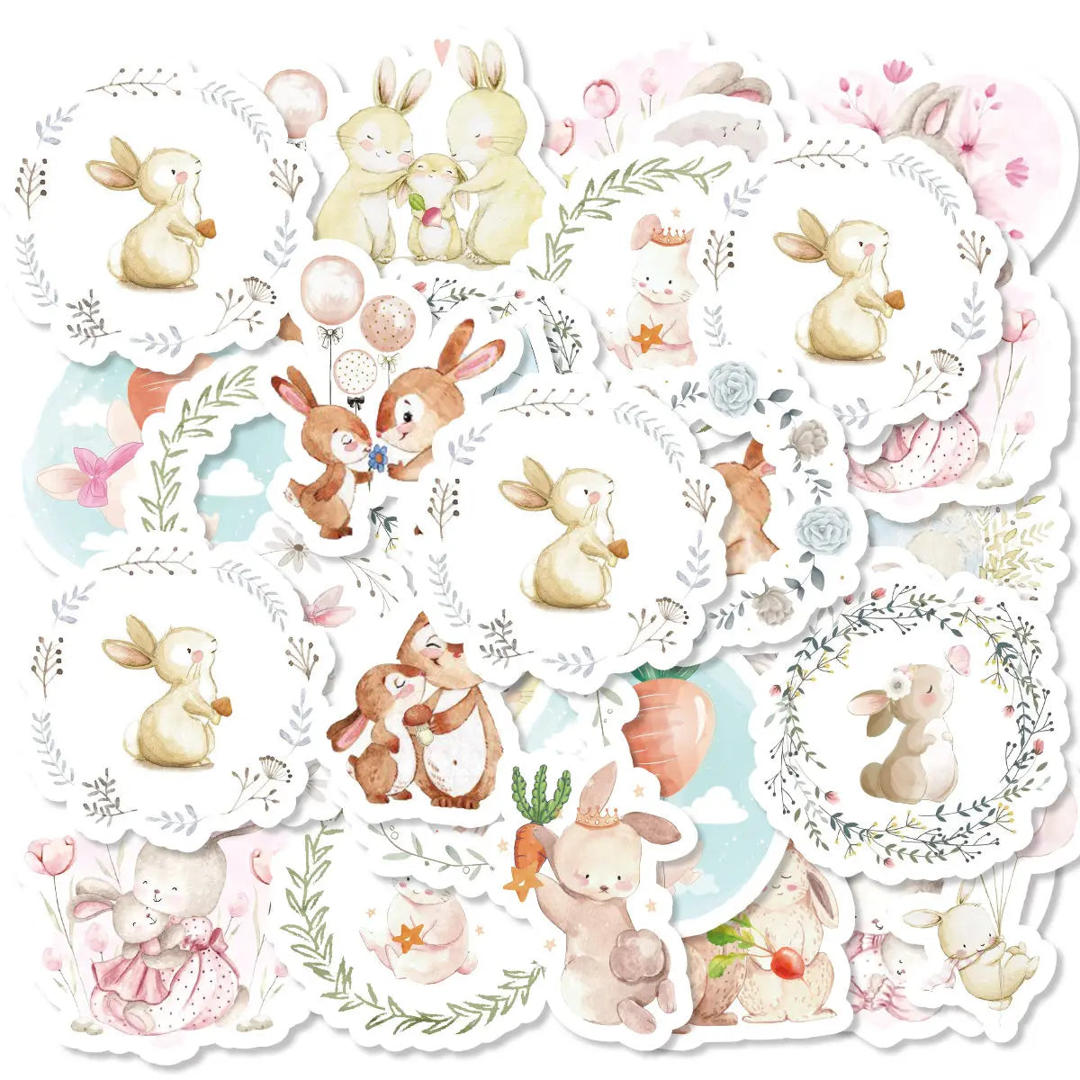 Etori Life 46pcs Cute Cartoon Animals, Forest Lively Rabbits Pattern Student DIY Cups,Scrapbooks,Laptops Decoration Stickers