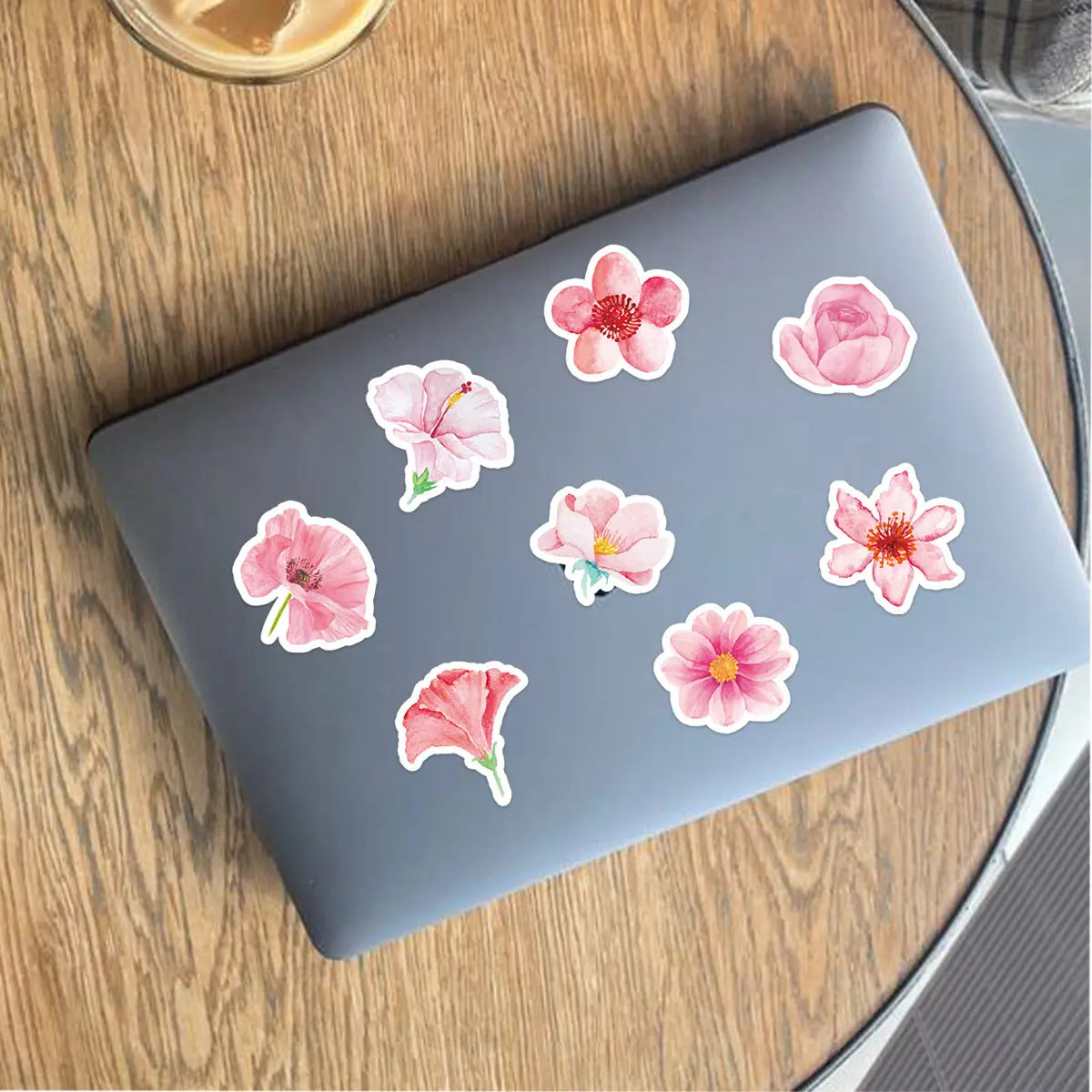 Etori Life 46pcs Creative and Cute Pink Cherry Blossoms Exquisite Patterns Student DIY Laptops,Scrapbooks Decoration Stickers