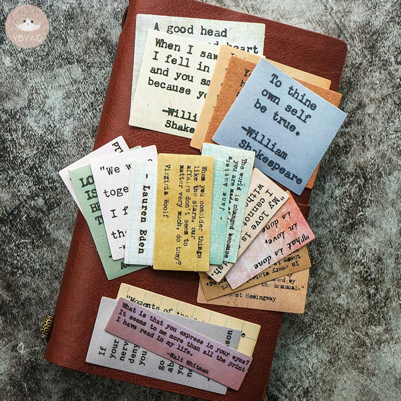 19 Pcs Vintage Stickers Tim Holtz Style Life Motto Junk Journal Ephemera Shabby Quote Aesthetic Stickers Scrapbooking Material