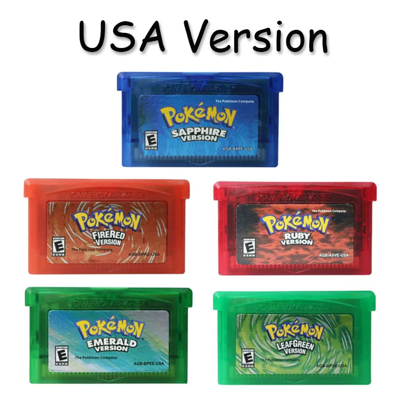 Pokemon Series GBA Game 32-Bit Video Game Cartridge Console Card Ruby FireRed Sapphire Emerald LeafGreen USA Version for GBA NDS