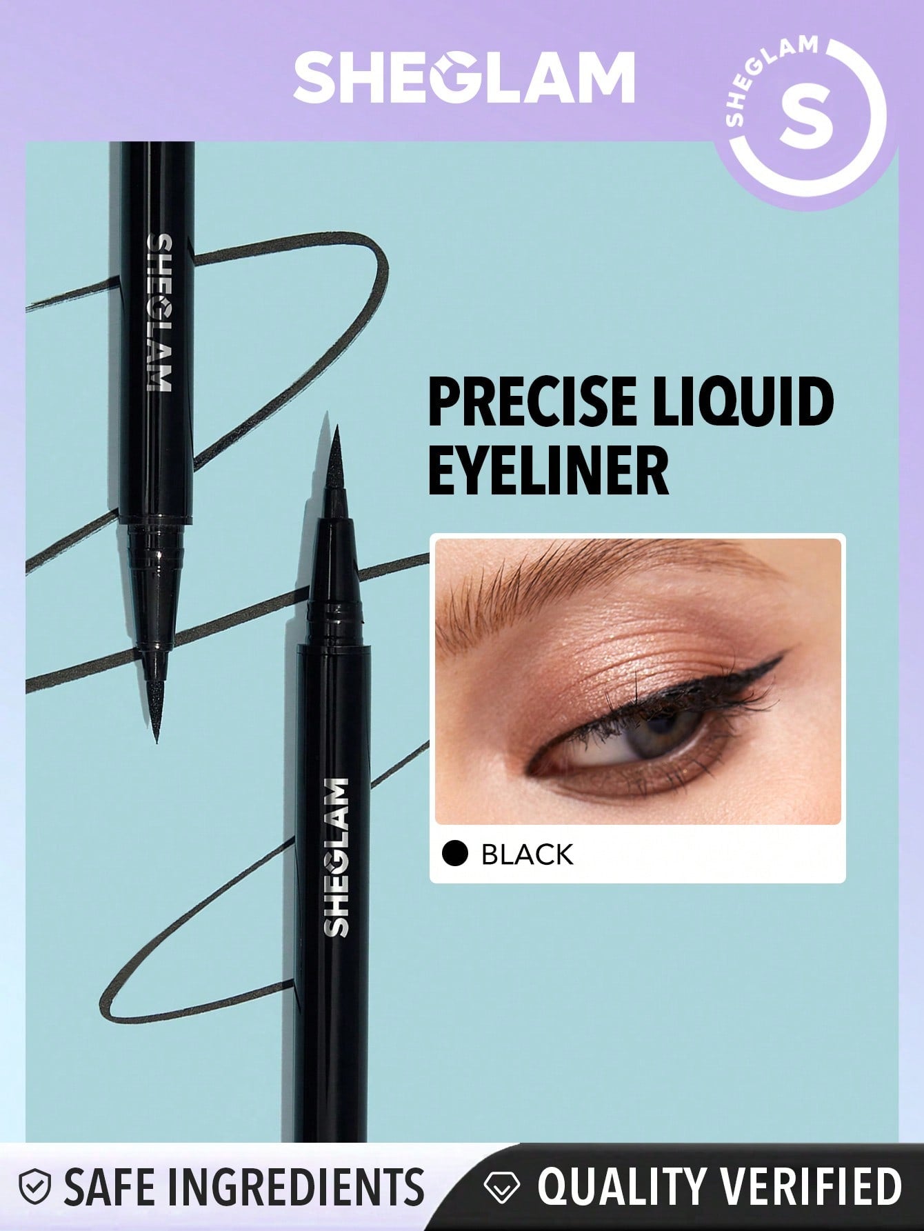 SHEGLAM Pro Precision Eyeliner Liquide Imperméable - Noir Crayon Eyeliner Mat Longue Tenue Haute Pigmentation Et Ultra-fin Sans Bavure Pour Le Maquillage Des Yeux